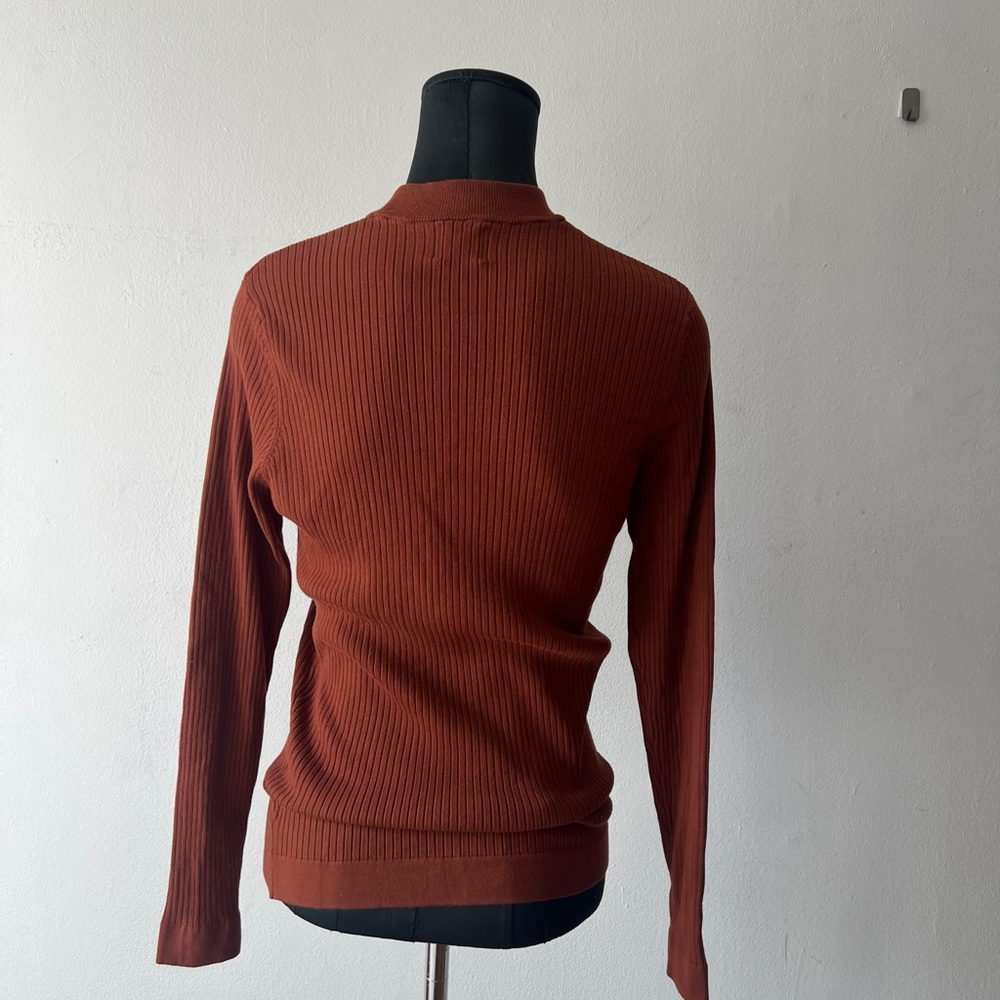Rust Ribbed Knit Sweater - Picture 6 of 8
